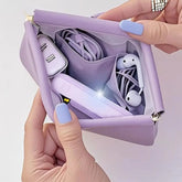 Automatic Closed Purse Bag Mini PU Separate Earphone Charging Cable Storage Bag Portable Zero Wallet Coin Lipstick Storage Bag