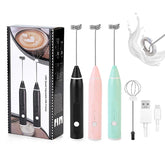 Powerful Milk Frother Wand Mini Handheld Milk Frother Whisk Rechargeable Drink Mixer for Coffee Lattes