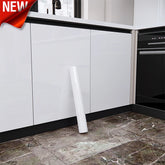 Glossy White Self-Adhesive Wallpaper Waterproof Oil-Proof PVC Cabinet Sticker Furniture Renovation Film for Kitchen