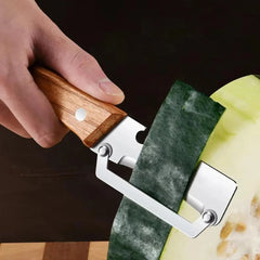 Stainless steel peeler with wooden handle for peeling and slicing fruits and vegetables | Durable and smooth operation