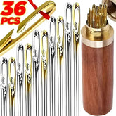 36/12PCS Blind Needle Elderly Needle-side Big Hole Hand Stainless Steel Sewing Needless Threading Household DIY Sewing Needles