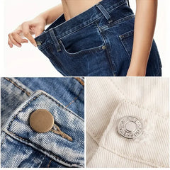 10PCS Adjustable No-Sew Bronze Jeans Buttons - Durable Metal Denim Clothes Snap Fasteners for Pants & Accessories