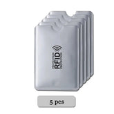 New 5 Pcs Aluminium Anti Rfid Card Holder NFC Blocking Reader Lock Id Bank Card Holder Case Protection Metal Credit Card Case