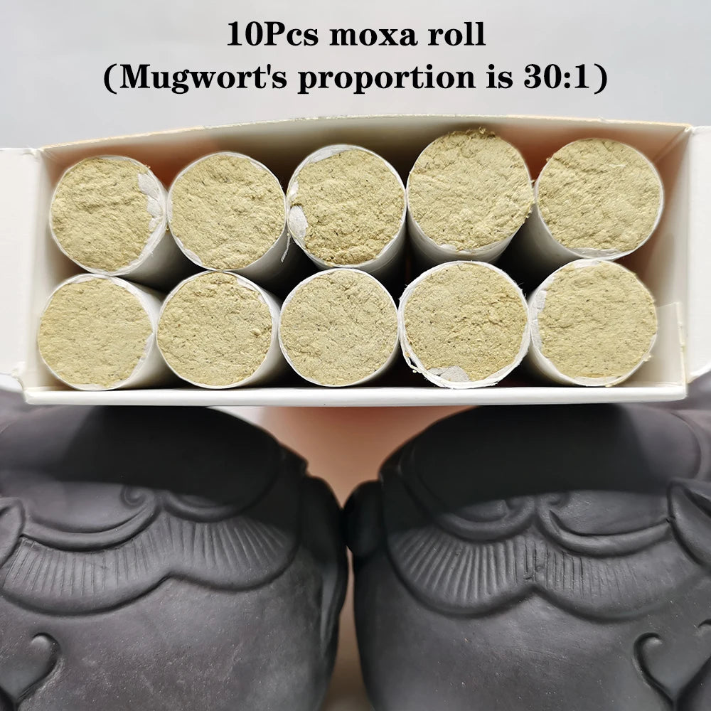 10Pcs Moxibustion Rolls Pure Moxa Stick Traditional Chinese Herbal Medicine Acupuncture Massage Therapy Warm Body Relieve Pain