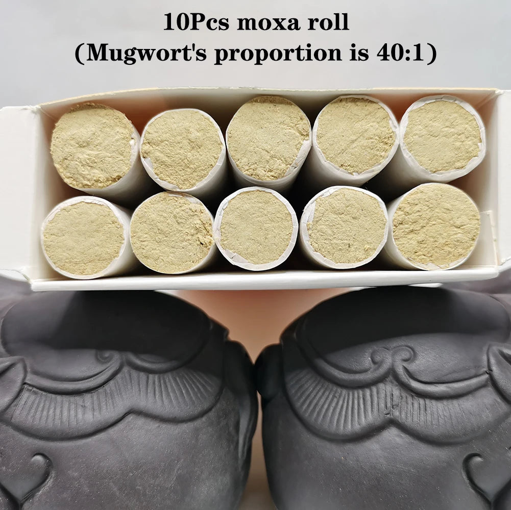 10Pcs Moxibustion Rolls Pure Moxa Stick Traditional Chinese Herbal Medicine Acupuncture Massage Therapy Warm Body Relieve Pain