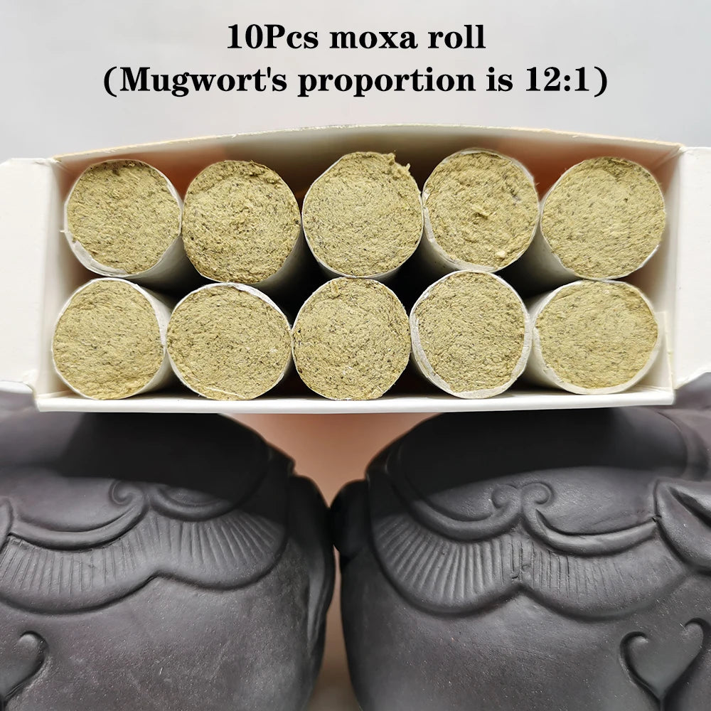 10Pcs Moxibustion Rolls Pure Moxa Stick Traditional Chinese Herbal Medicine Acupuncture Massage Therapy Warm Body Relieve Pain