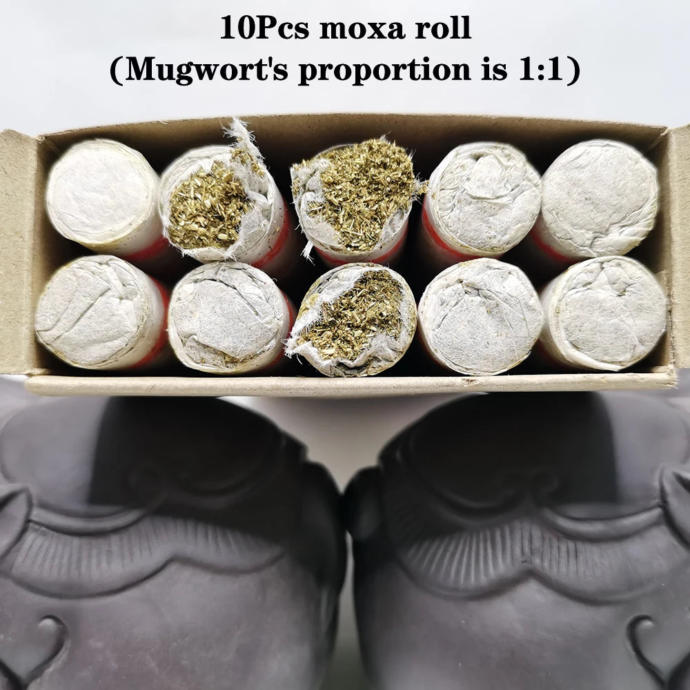 10Pcs Moxibustion Rolls Pure Moxa Stick Traditional Chinese Herbal Medicine Acupuncture Massage Therapy Warm Body Relieve Pain