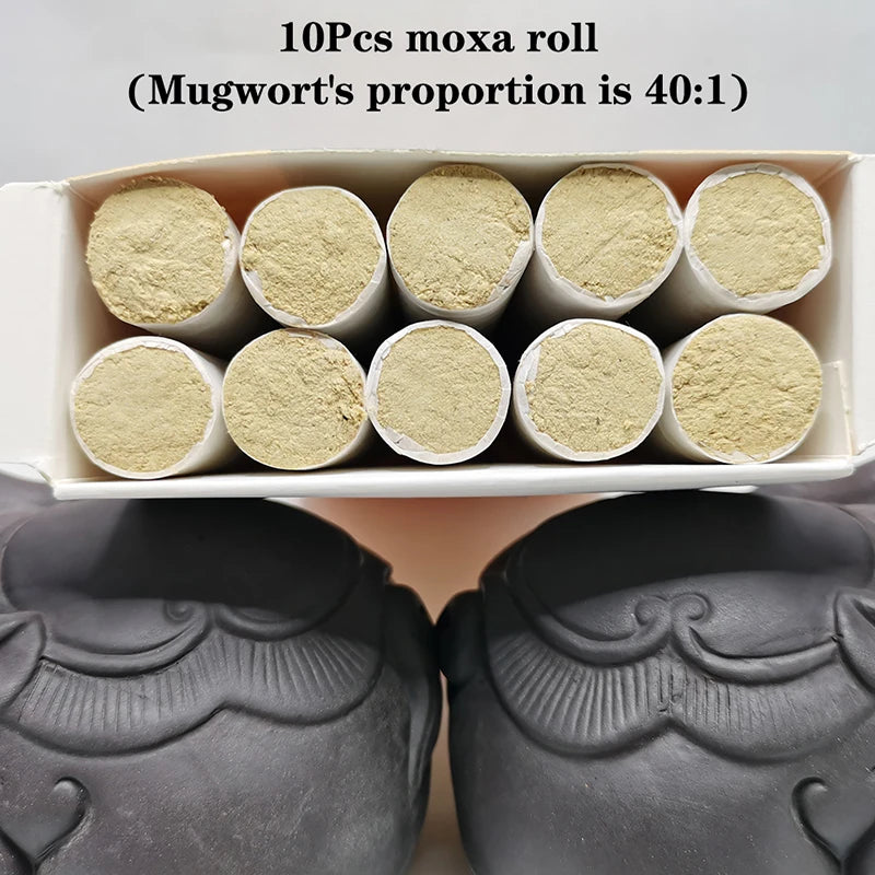 10Pcs Moxibustion Rolls Pure Moxa Stick Traditional Chinese Herbal Medicine Acupuncture Massage Therapy Warm Body Relieve Pain