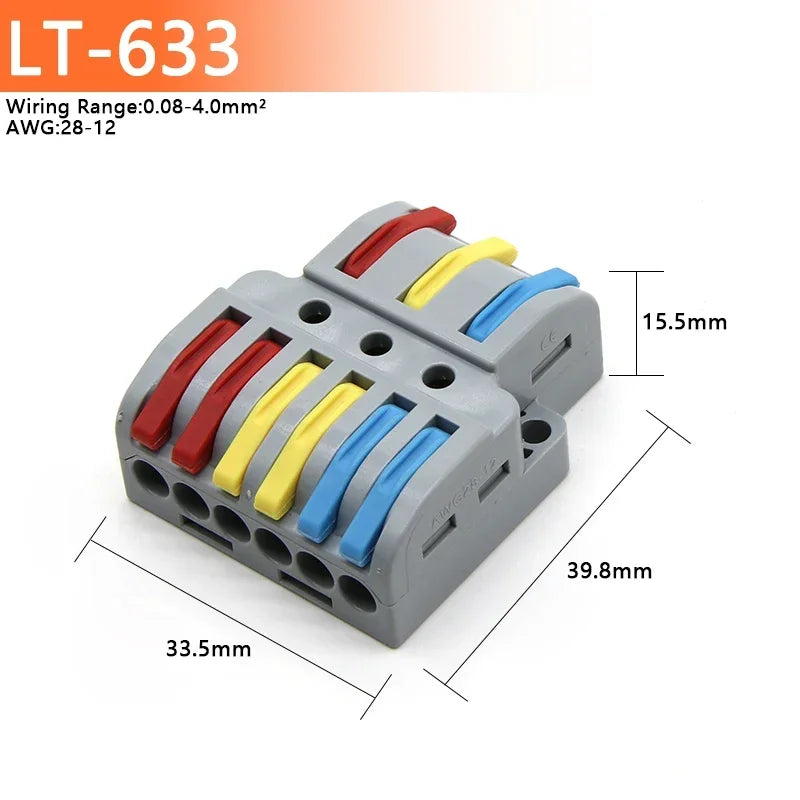 1~100pcs Quick PCT lamp Wire Connector Universal Parallel Wire Junction Box 0.08-4.0mm2 Push-in Conductor Wire Terminal Block