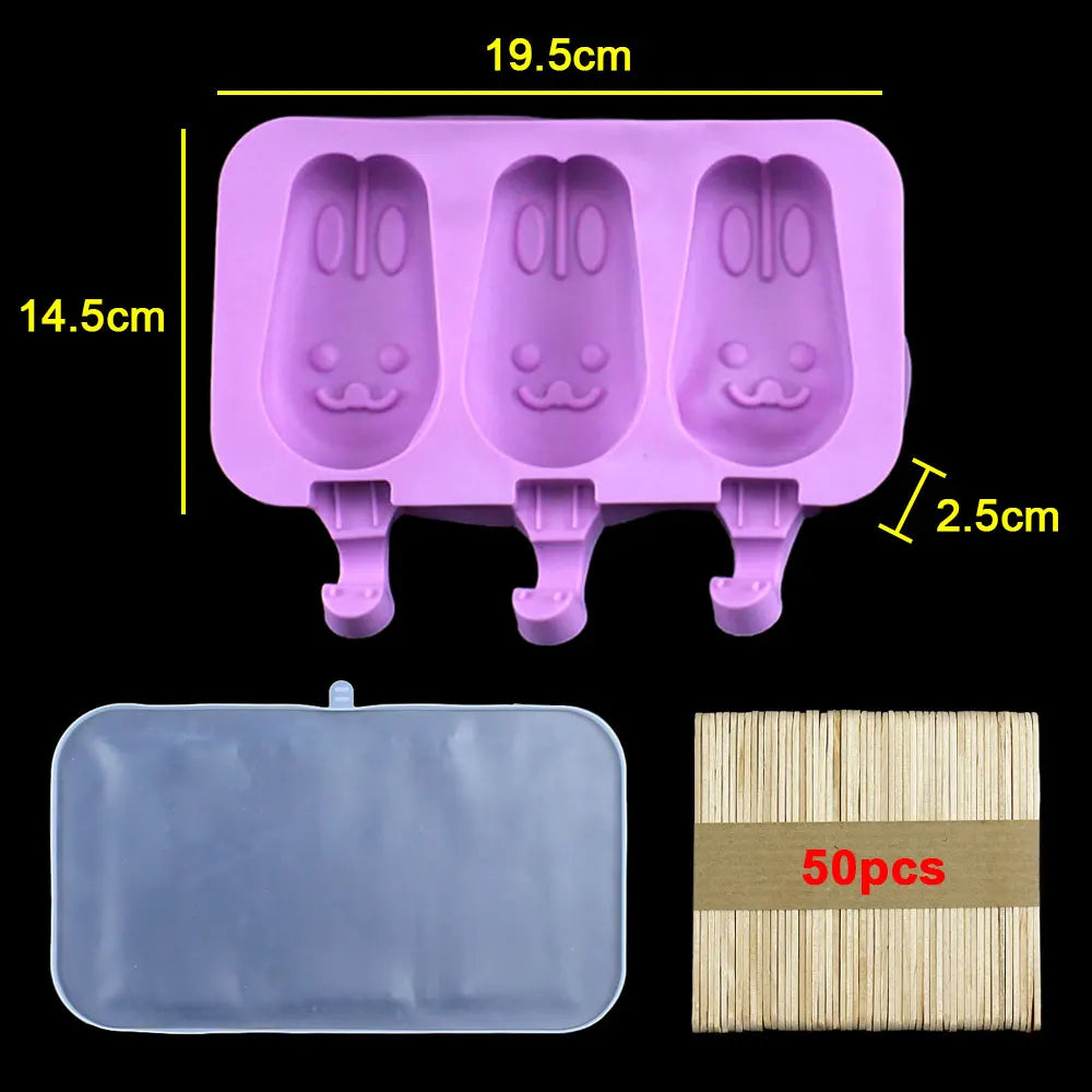 Silicone World DIY Ice Cream Silicone Molds Homemade Handheld Popsicle Mold Cheese Stick Mold Ice Pop Ice Tray With Lid