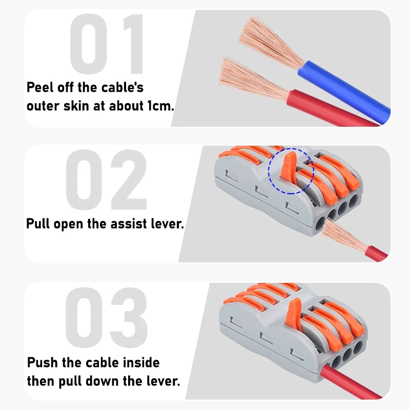 1~100pcs Quick PCT lamp Wire Connector Universal Parallel Wire Junction Box 0.08-4.0mm2 Push-in Conductor Wire Terminal Block