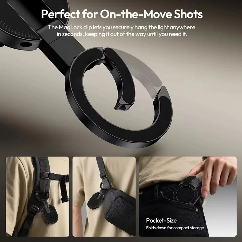 3-in-1 Magnetic Phone Holder Suction Cup Carabiner 360° Rotatable Foldable Portable Lazy Stand for Phone Tablet Desktop Wall