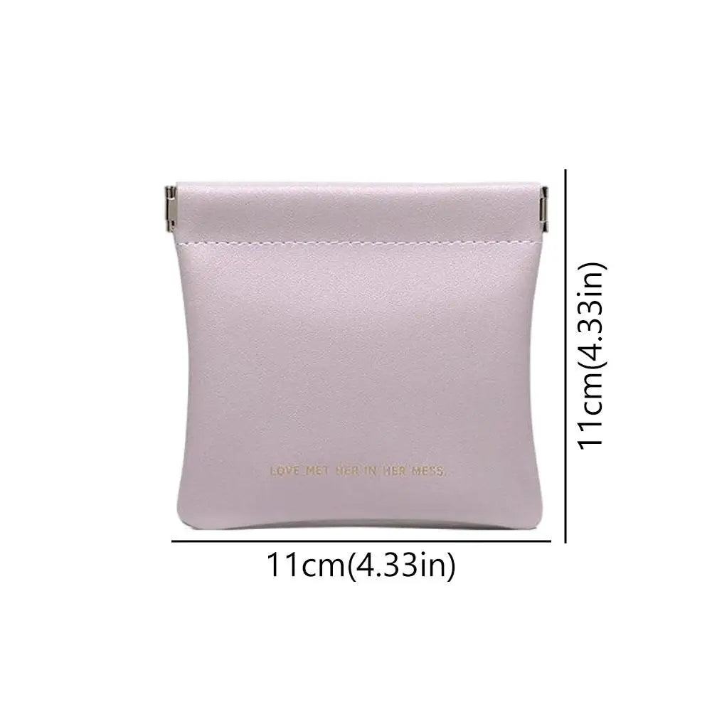 Automatic Closed Purse Bag Mini PU Separate Earphone Charging Cable Storage Bag Portable Zero Wallet Coin Lipstick Storage Bag