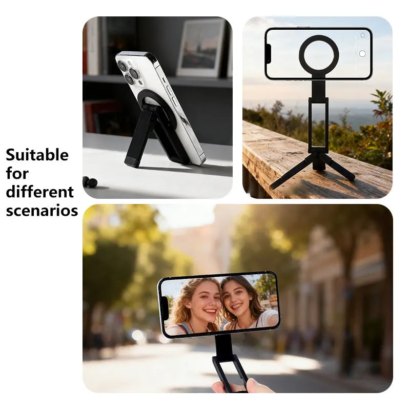 Portable Phone Holder Stand Foldable Magnetic Cell Phones Tripod Mount For iPhone 16 15 14 13 12 Pro Max Xiaomi Huawei