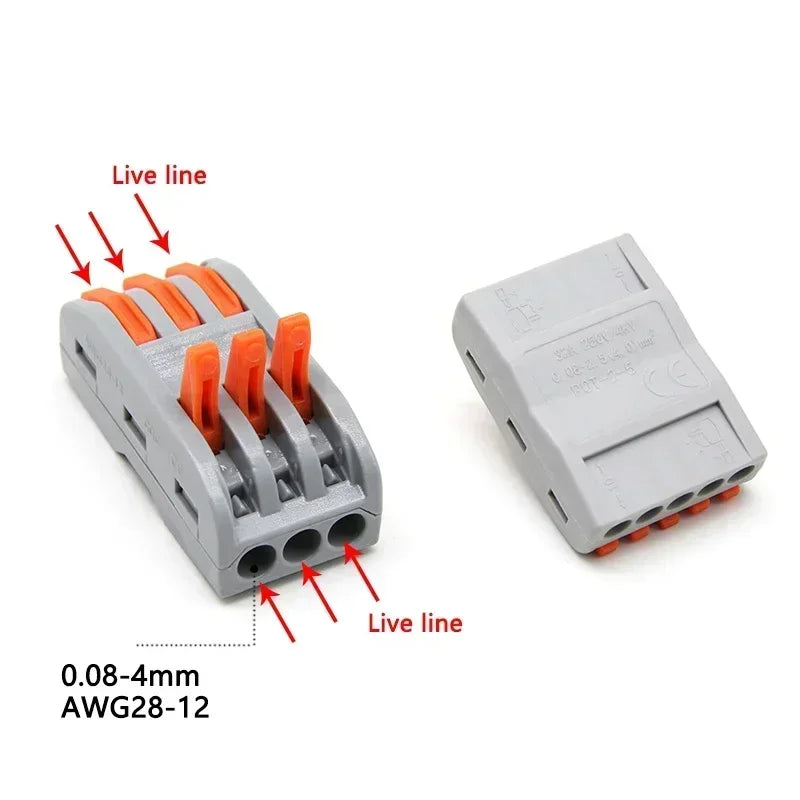 1~100pcs Quick PCT lamp Wire Connector Universal Parallel Wire Junction Box 0.08-4.0mm2 Push-in Conductor Wire Terminal Block