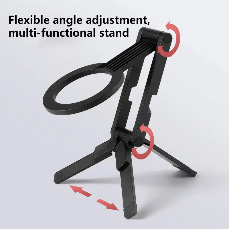 Portable Phone Holder Stand Foldable Magnetic Cell Phones Tripod Mount For iPhone 16 15 14 13 12 Pro Max Xiaomi Huawei