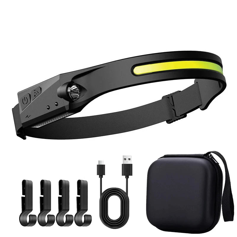 LED Induction Headlamp Camping Search Light USB Rechargeable Headlight Led Head Torch Work Light With Built-in Battery