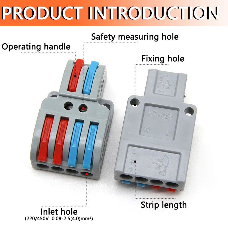1~100pcs Quick PCT lamp Wire Connector Universal Parallel Wire Junction Box 0.08-4.0mm2 Push-in Conductor Wire Terminal Block