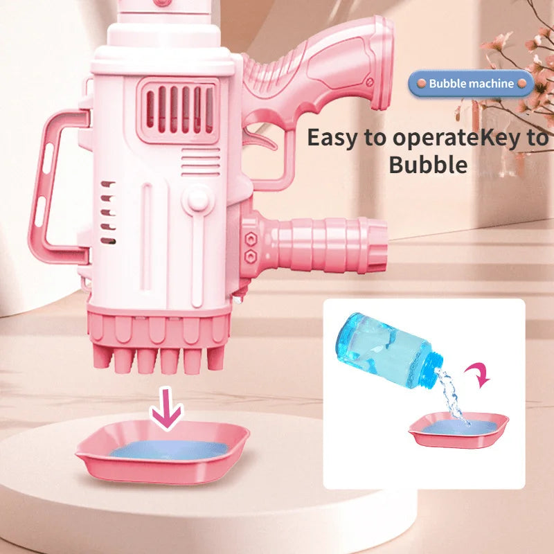 32 Hole Rocket Launcher Bubble Gun, Fully Automatic Bubble Machine, Handheld Porous Children's Toy