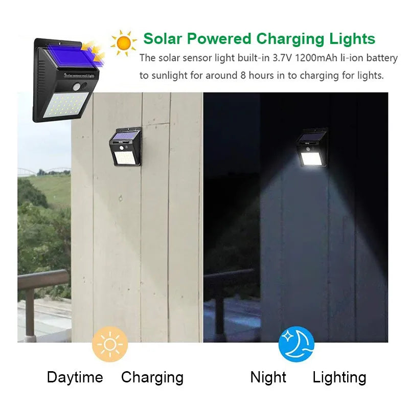 6/30 LED Solar Light PIR Motion Sensor Wall Light Outdoor Solar Lamp Waterproof Solar Powered Sunlight Street Lamp Garden Decor