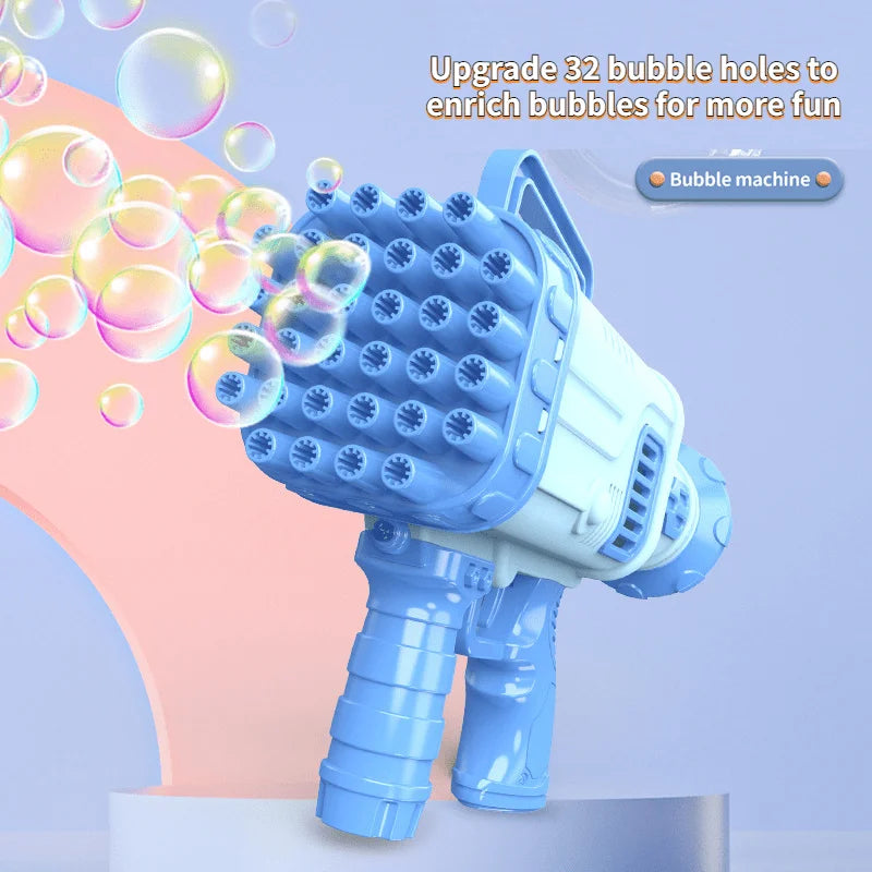 32 Hole Rocket Launcher Bubble Gun, Fully Automatic Bubble Machine, Handheld Porous Children's Toy