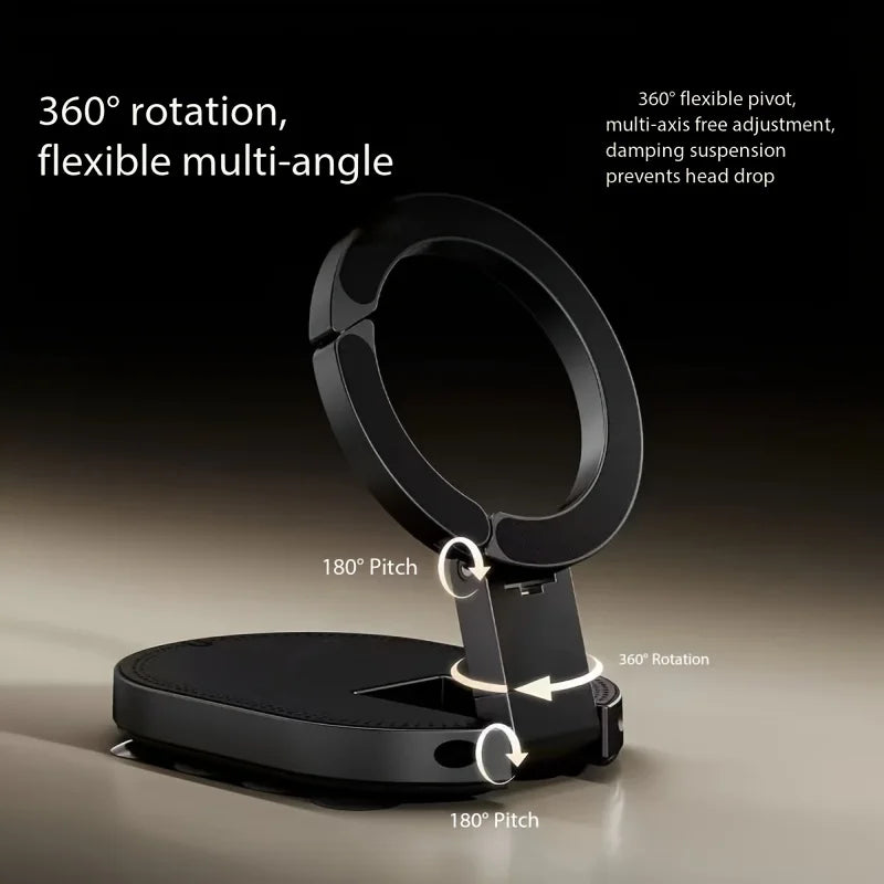 3-in-1 Magnetic Phone Holder Suction Cup Carabiner 360° Rotatable Foldable Portable Lazy Stand for Phone Tablet Desktop Wall