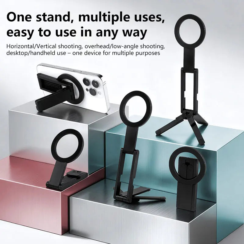 Portable Phone Holder Stand Foldable Magnetic Cell Phones Tripod Mount For iPhone 16 15 14 13 12 Pro Max Xiaomi Huawei