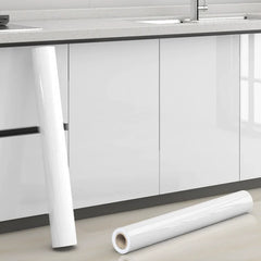 Glossy White Self-Adhesive Wallpaper Waterproof Oil-Proof PVC Cabinet Sticker Furniture Renovation Film for Kitchen