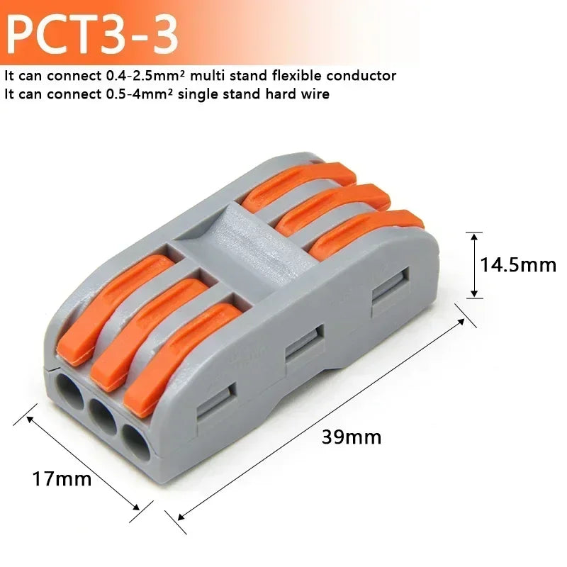 1~100pcs Quick PCT lamp Wire Connector Universal Parallel Wire Junction Box 0.08-4.0mm2 Push-in Conductor Wire Terminal Block