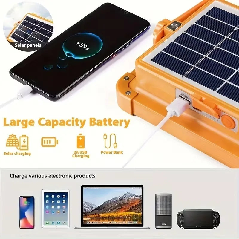 Super Bright Solar Handheld Light Rechargeable Spotlight Garden Outdoor Camping Portable High Power Emergency Lighting Lantern
