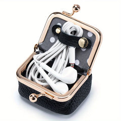 New women's solid colorImitation PU leather jewelry box, ring, necklace, earring storage box, mini coin wallet with kiss lo