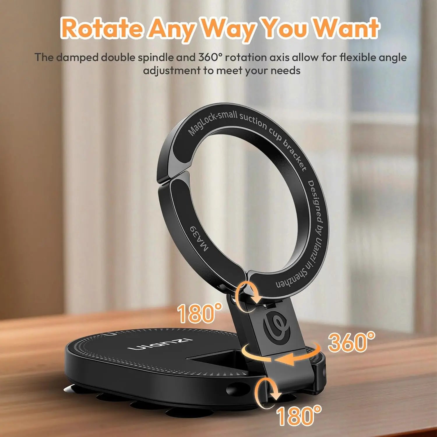 Ulanzi MA39 Magnetic Smartphone Desktop Stand With Suction Cup for iPhone Aluminium Mini Pocket Stand for Glass Windows Laptop