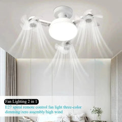 Unmanned Aerial Vehicle Silent Ceiling Fan Light Remote Control Dimming Multi-color LED Living Room Bedroom Ceiling Fan Light