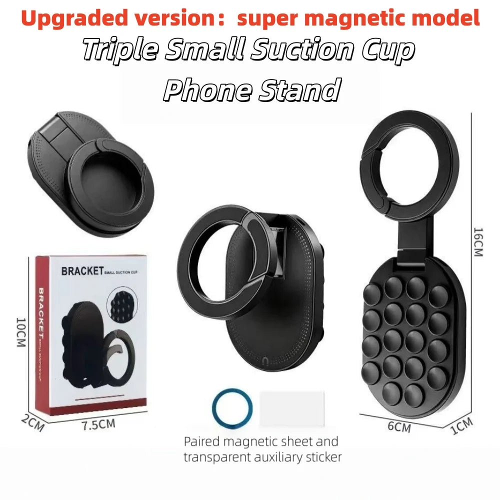 3-in-1 Magnetic Phone Holder Suction Cup Carabiner 360° Rotatable Foldable Portable Lazy Stand for Phone Tablet Desktop Wall