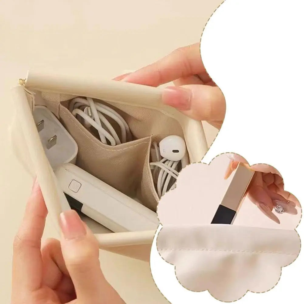 Automatic Closed Purse Bag Mini PU Separate Earphone Charging Cable Storage Bag Portable Zero Wallet Coin Lipstick Storage Bag