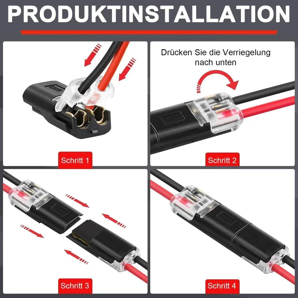 2 Pin Way Plug Electrical Connectors with Locking Buckle Push-in Car Wire Terminal Block Waterproof Wire Cable Connection Strips