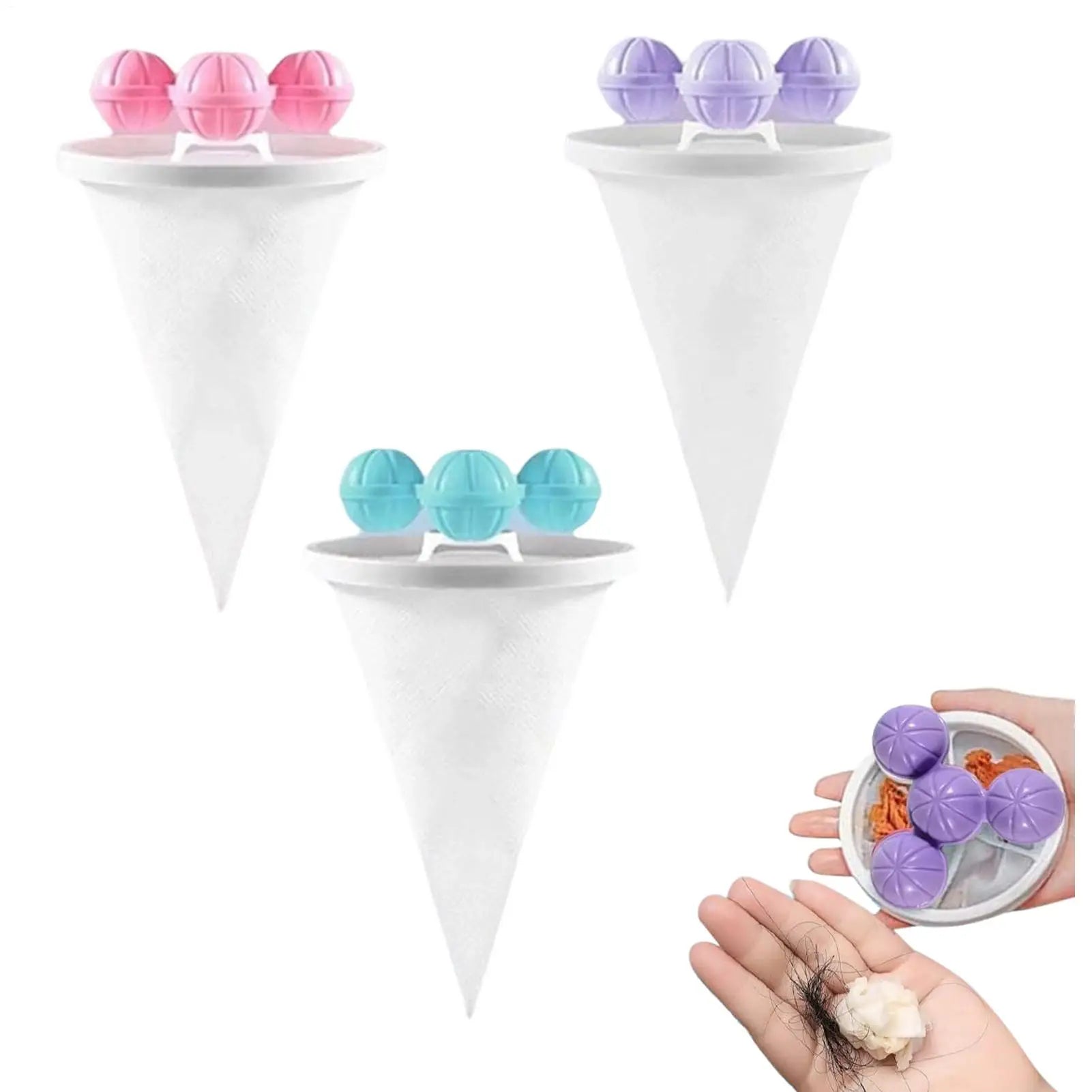 3Pcs Washing Machine Filter Net Floating Lint Filter Mesh Bag Reusable Pet Hair Catcher Remover Laundry Cleaning Tool