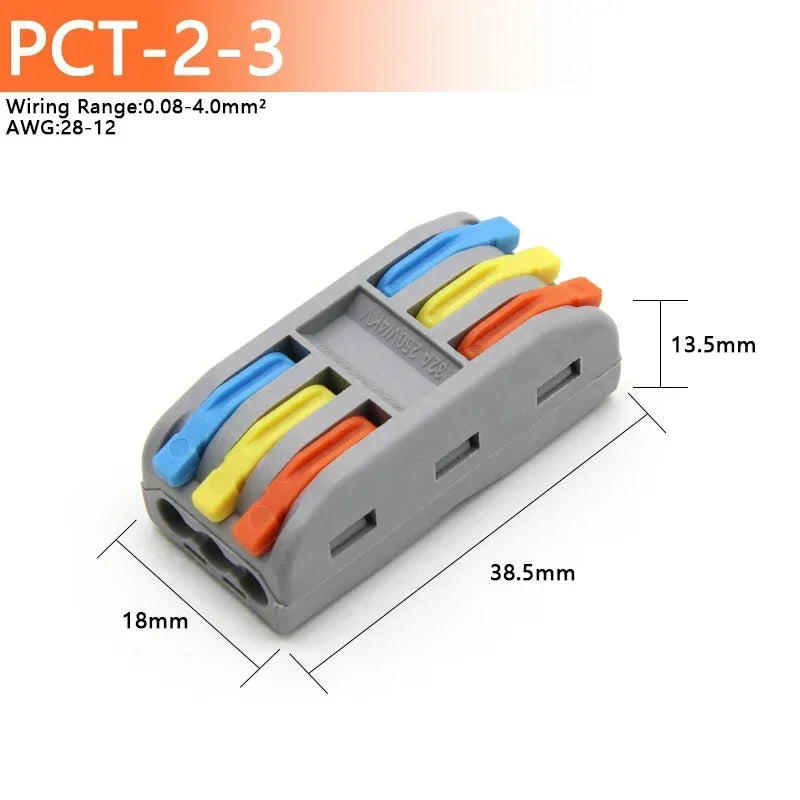 1~100pcs Quick PCT lamp Wire Connector Universal Parallel Wire Junction Box 0.08-4.0mm2 Push-in Conductor Wire Terminal Block