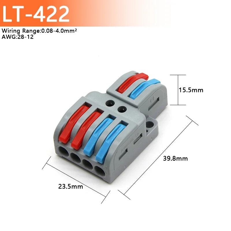 1~100pcs Quick PCT lamp Wire Connector Universal Parallel Wire Junction Box 0.08-4.0mm2 Push-in Conductor Wire Terminal Block