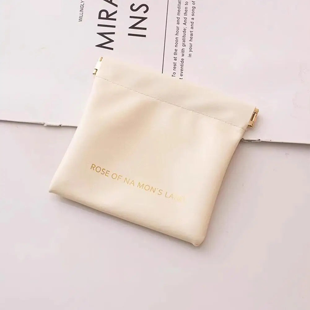 Automatic Closed Purse Bag Mini PU Separate Earphone Charging Cable Storage Bag Portable Zero Wallet Coin Lipstick Storage Bag