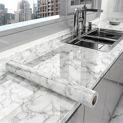 Glossy White Self-Adhesive Wallpaper Waterproof Oil-Proof PVC Cabinet Sticker Furniture Renovation Film for Kitchen