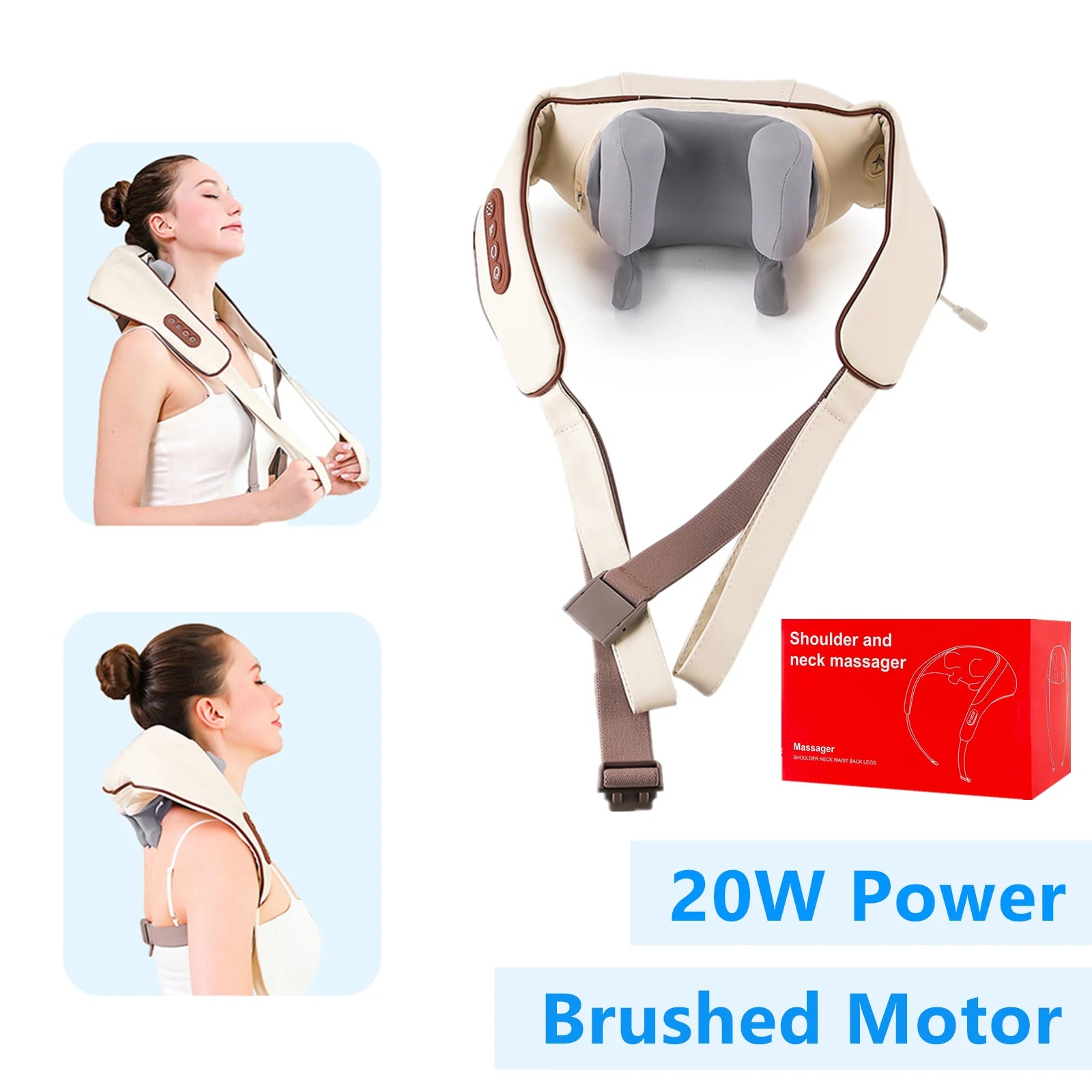 Foreverlily  Neck And Shoulder Massager Wireless Shoulder And Back Kneading Massage Shawl Trapezius Neck Cervical masajeador