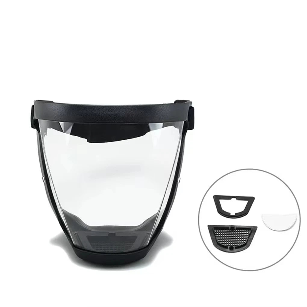 Full-Face Transparent Protection Mask with Adjustable Buckle - Reusable and Heat-Resistant Facial Shield for Safety in Work, Out
