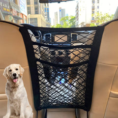 3-Layer Car Mesh Organizer, Seat Back Net Bag, Barrier of Backseat Pet Kids, Tissue Purse Holder, Driver Storage Netting Pouch
