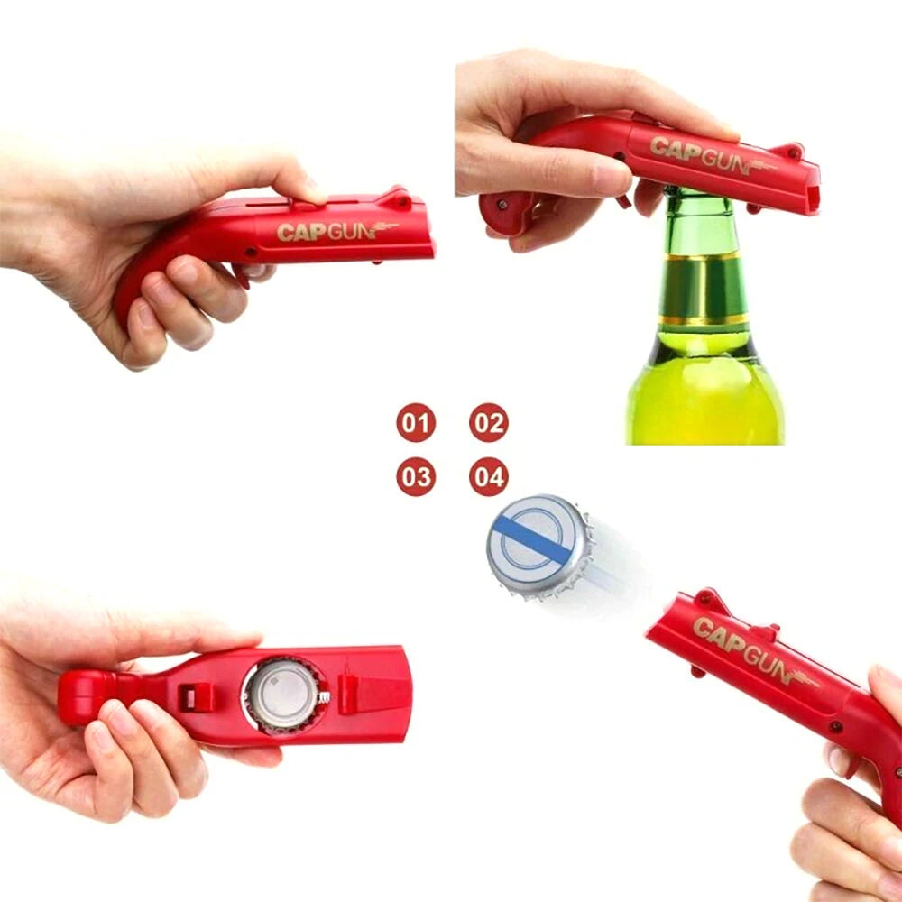 Cap Gun Bottle Opener Beer Bottle Cap Gun Toy Gun Bottle Cap Shooter Launcher, Creative Cap Gun Toy for Party Bar