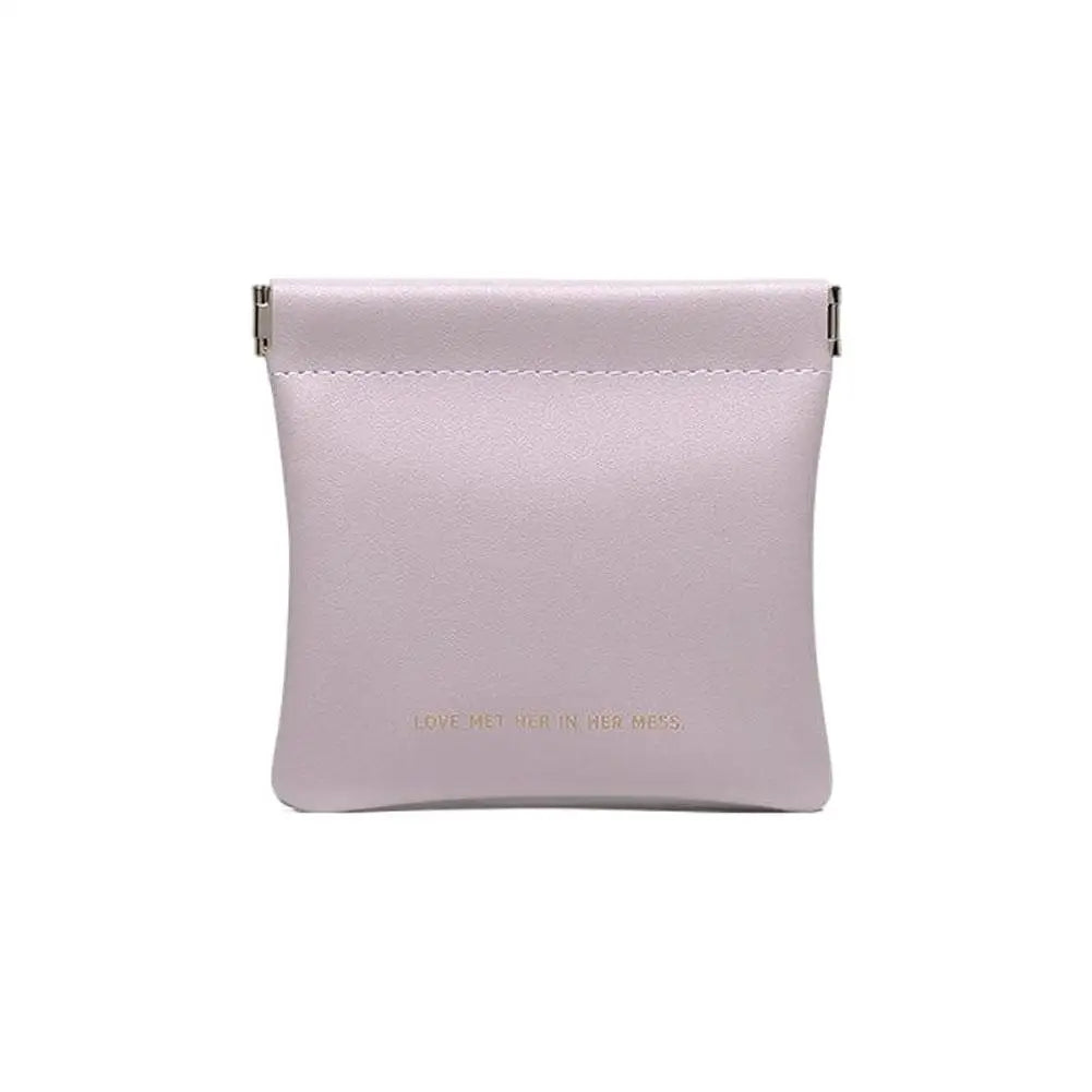 Automatic Closed Purse Bag Mini PU Separate Earphone Charging Cable Storage Bag Portable Zero Wallet Coin Lipstick Storage Bag