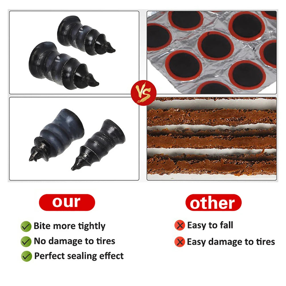 10PCS Vacuum Car Tyre Repair Rubber Nail Set Universal Tire Screw Tubeless Repair Tools Accessories Kit for Motorcycle Truck