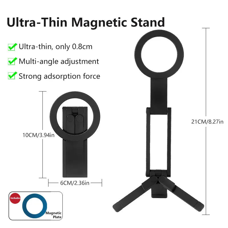 Portable Phone Holder Stand Foldable Magnetic Cell Phones Tripod Mount For iPhone 16 15 14 13 12 Pro Max Xiaomi Huawei
