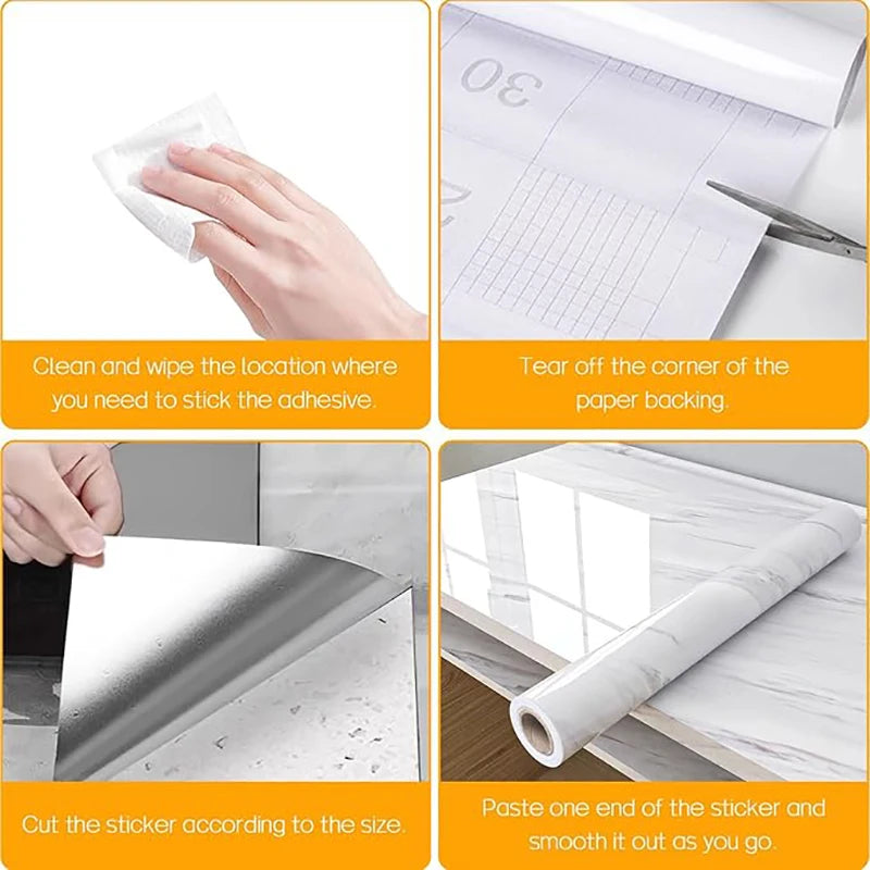 Glossy White Self-Adhesive Wallpaper Waterproof Oil-Proof PVC Cabinet Sticker Furniture Renovation Film for Kitchen
