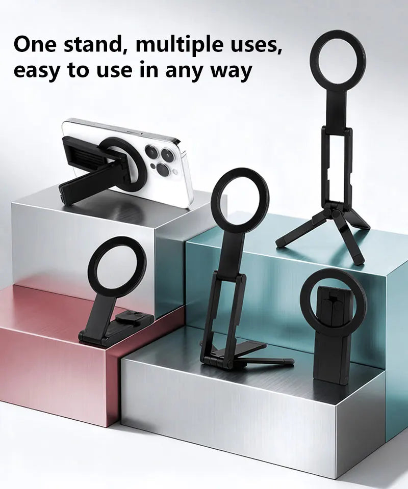 Portable Phone Holder Stand Foldable Magnetic Cell Phones Tripod Mount For iPhone 16 15 14 13 12 Pro Max Xiaomi Huawei